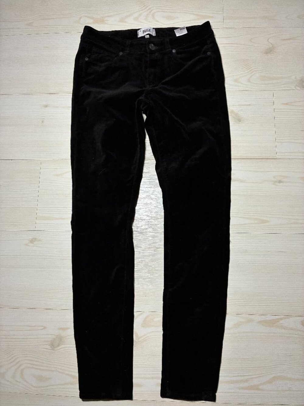 PAIGE Verdugo Ultra Skinny Velvet Jeans Black Cotton Blend Stretch Size 29